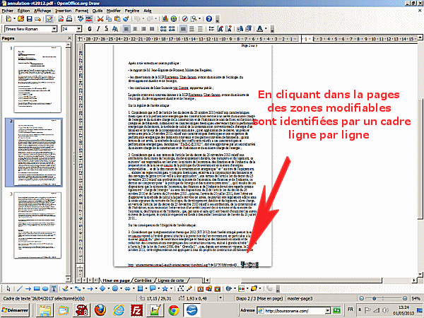 Modifiez les zones signalées par un cadre